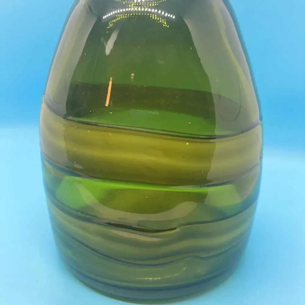 VTG 1960 Luciano Gaspari for Salviati Murano Blown Green Swirl Glass SASSO Vase
